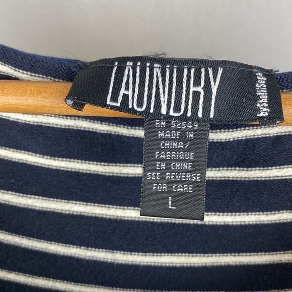 Laundry Silk Blend  Blue & White Striped Embellished Trim Sleeveless Tank Top L - Picture 5 of 7